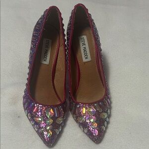 Steve Madden Iridescent Pink Crystal Pointed-Toe Flats